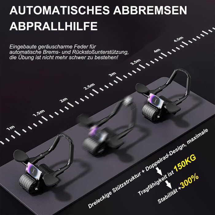 Ролер для пресу Ab Roller з підтримкою ліктів, автоматичний, для дому, чорний, без таймера