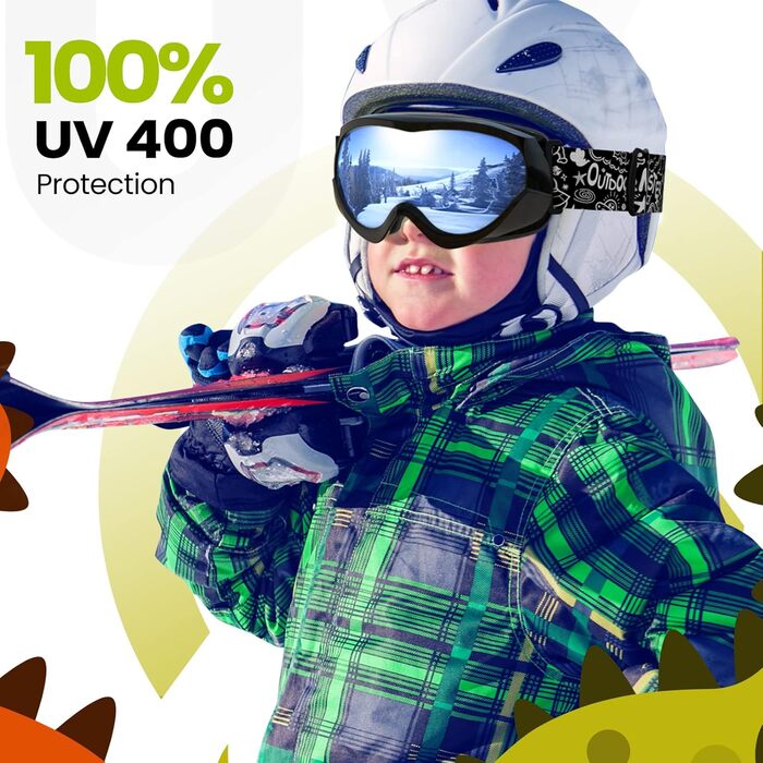 Дитячі лижні окуляри OutdoorMaster з UV-захистом, сумісні з шоломом, для хлопчиків та дівчаток, VLT 10.1%