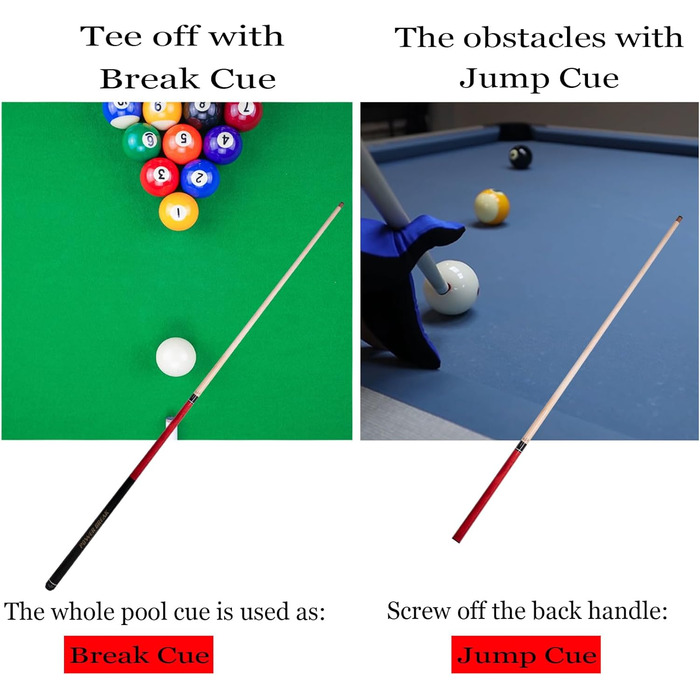 Білльярдний кий Ray Speed Heavy Hitter Jump Break, 3 частини, 14 мм наконечник з фенолу, 567-625 г, 21 oz, винно-червоний