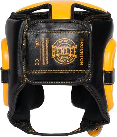 Боксерський шолом BENLEE Brockton зі шкіри, чорний/жовтий, S/M