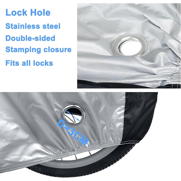 Захисний чохол для велосипеда MINVOO: водонепроникний, від сонця, пилу та вітру. Підходить для електровелосипедів. Срільно-чорний колір