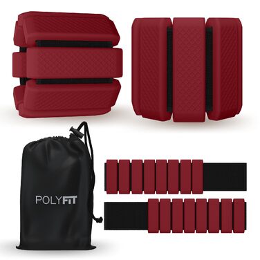 Обвагрузки для зап'ясть та щиколоток Polyfit (1 пара) — обтяжувачі для фітнесу, йоги, бігу та пілатеса, унісекс, колір: вино