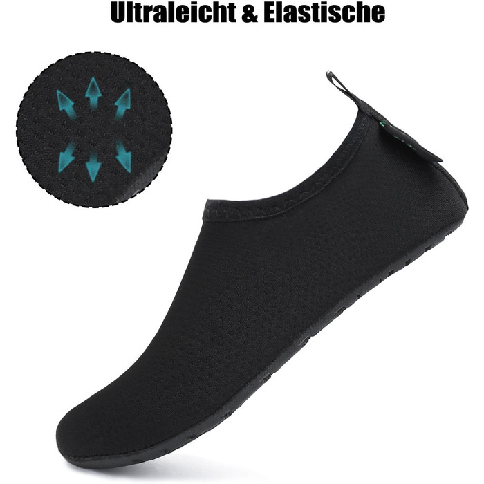 Чоботи для плавання SAGUARO: чоловічі та жіночі, легкі, швидковисихаючі, неопренові, розміри EU 36-47, чорний колір