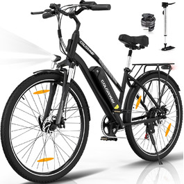 Електровелосипед COLORWAY BK27 28 дюймів, міський eBike з мотором 250W, акумулятор 36V 15Ah, два режими їзди, педальна підтримка, для дорослих, запас ходу 45-100 км, чорний