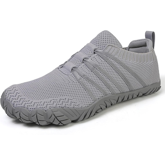 Босими кросівки для жінок та чоловіків: широкі, легкі, дихаючі, з нульовим перепадом, для трейлу та бігу по асфальту. Unisex, розміри 36-46 EU (39 EU, сірий)