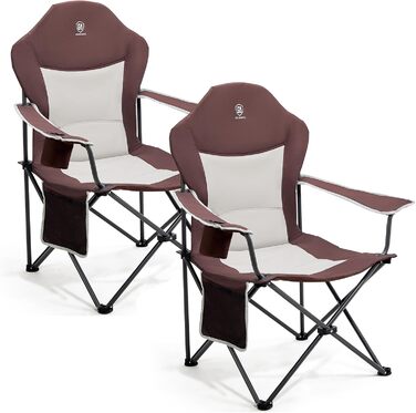 Крісло для кемпінгу EVER ADVANCED Luxus Faltbar 160 кг, велике, з високою спинкою, комфортне, для відпочинку на природі, саду, балконі, пляжі (2 шт, червоний)