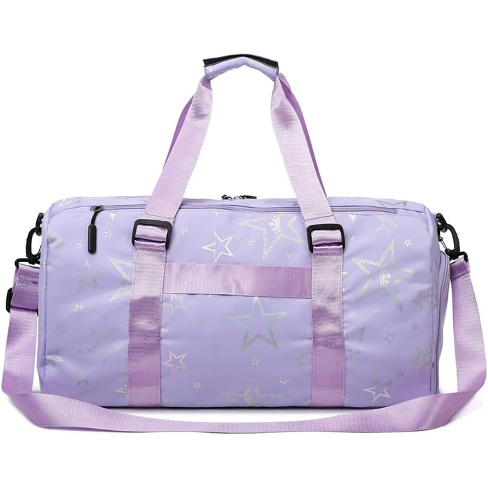 Дитяча спортивна сумка-рюкзак з відділенням для взуття та мокрих речей, спортивна сумка для дівчаток з принтом зірок (зелена, фіолетова)