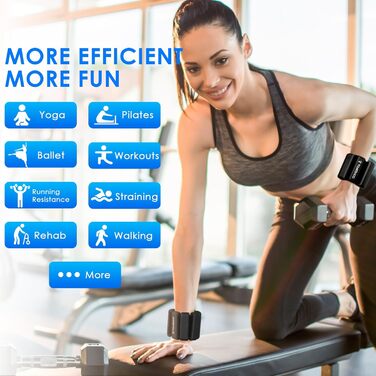 Обтяжувачі для зап'ястя та щиколоток TOMSHOO 2шт, набір, чорні, 2LBS