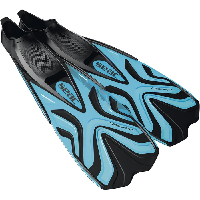 Seac Azzurra Ласти для снорклінгу для дорослих та дітей, закритий м'який каучуковий носок, світло-блакитні (34/35)