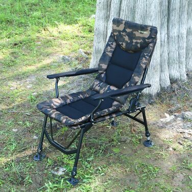 Крісло для риболовлі Angelstuhl XL, 150 кг, з підлокітниками, складне, регульована висота сидіння, широке сидіння, для кемпінгу