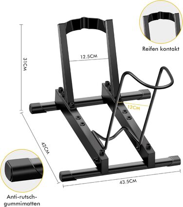 Стійка для велосипедів та електровелосипедів Mimoke, сталева, регульована, для коліс 20-29 дюймів, до 38 кг, для гаража та підвалу