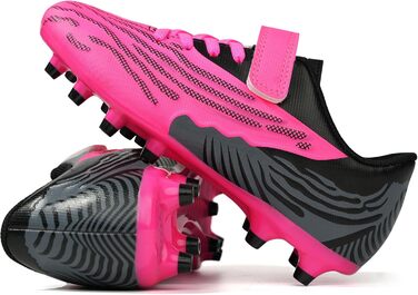 Дитячі футбольні бутси JABASIC для твердого поля, шипові, для хлопчиків та дівчаток (25 EU, Фуксія Чорний)