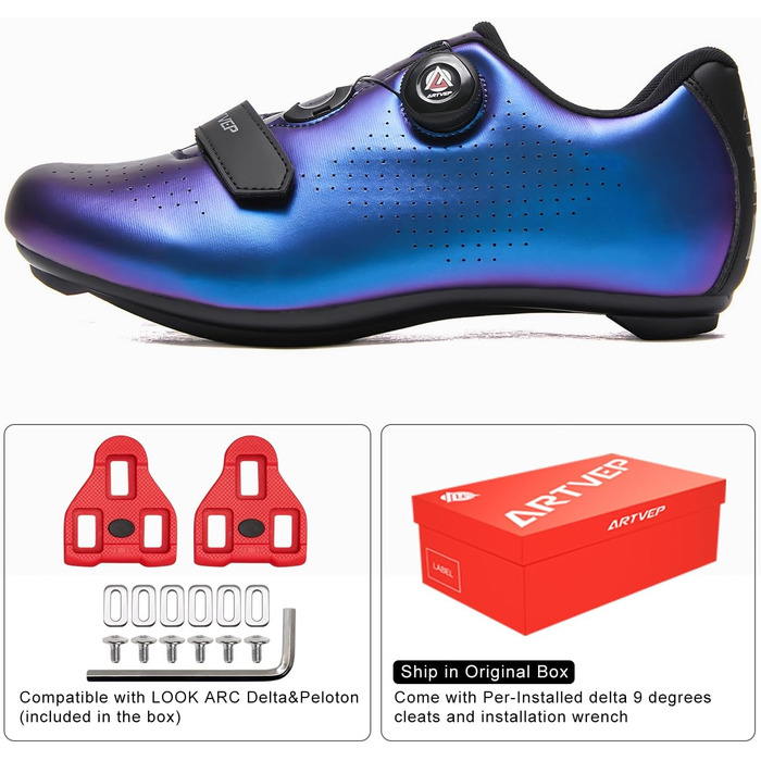 Велотуфлі для чоловіків та жінок, шосейні та MTB, сумісні з педалями Look SPD, SPD-SL, Delta Lock, Peloton, синього кольору, 47 EU