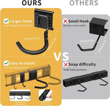 Настінна тримач для велосипедів Housolution 32 дюйми на 4 велосипеда + 3 шоломи, до 300 фунтів, міцна сталь, для гаража, чорний