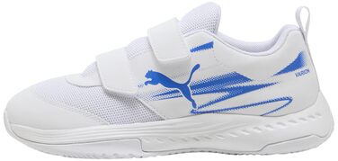 Дитячі унісекс кросівки Puma Varion II V Jr для залу (Indoor Court Shoe), білі з синім, розмір 34 EU