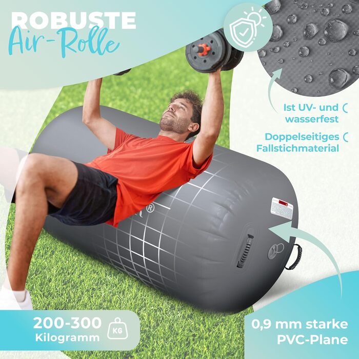 Надувна Airtrack KESSER® | з сумкою та електричним насосом | для акробатики, йоги, фітнесу, балансу, спорту, тренувань | 100 x 60 см, антрацит