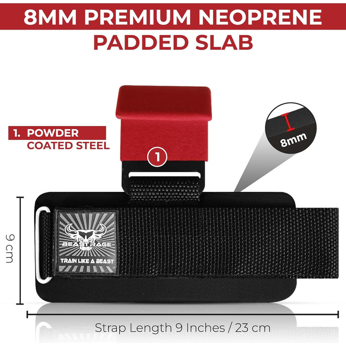 Набори для важкої атлетики BEAST RAGE: хрестовини, ремені для зап'ястя, неопренові пов'язки, неслизькі фітнес-бандажі для чоловіків та жінок (червоний)