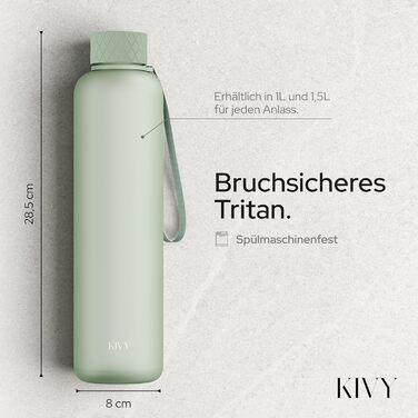 Пляшка для води KIVY 1 л, для газованої води, герметична, для спорту, школи та офісу, спортивна пляшка, підходить для газованої води, можна мити в посудомийці