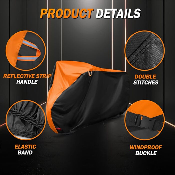 Водонепроникний чохол для велосипеда 200x110x70 см, преміум-якість, захист від сонця та дощу, з кільцями для замка, міцний, з сумкою