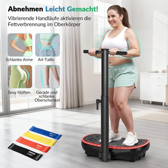 Vibrationsplatte EvoSpark 4D PRO 7-в-1: Тест-переможець 2025, 900W, 9 LED, 550 lbs, з ручкою для домашніх тренувань