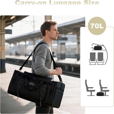 Спортивна сумка для подорожей BAGZY 70 л, велика водонепроникна дорожня сумка-даффл для залу, кемпінгу та відпустки (Жовто-синя)