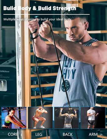 Гумові еспандери для фітнесу та реабілітації Resistance Bands (Чорні) - Набір для тренувань, допомога при підтягуваннях, еластичні стрічки для чоловіків та жінок