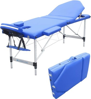 Складний масажний стіл Mobiclinic CA-01 Plus 186x60 см, алюміній, екошкіра, з підголівником, 3-секційний, для фізіотерапії, європейський бренд, регульована висота, портативний