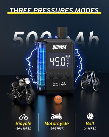 Міні електрична велосипедна насосна помпа з LCD-екраном, 120 PSI, акумулятор 500 мАг, зарядка Type-C, для велосипедів