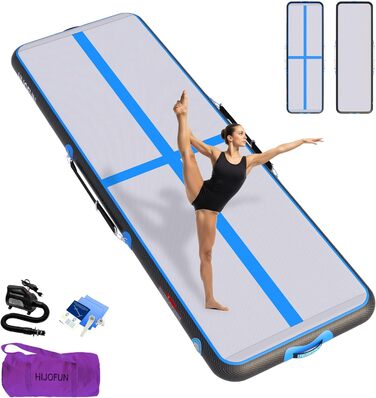 Надувна гімнастична мат для акробатики та тренувань 3/4/5/6 метрів, 20 см заввишки, чорно-синього кольору