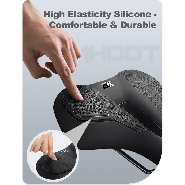PRMHOOT Велосипедне сідло для чоловіків та жінок з піною Memory Foam, зручне, м'яке, ергономічне, дихаюче, амортизуюче. Підходить для E-Bike, MTB, шосе, міського велосипеда, чорного кольору.