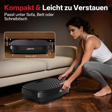 Віброплатформа JOROTO JV50/JV60 з 3 моторами, 4D вібрація, Bluetooth, LED-підсвітка для дому, до 158 кг, 10 режимів та 120 рівнів