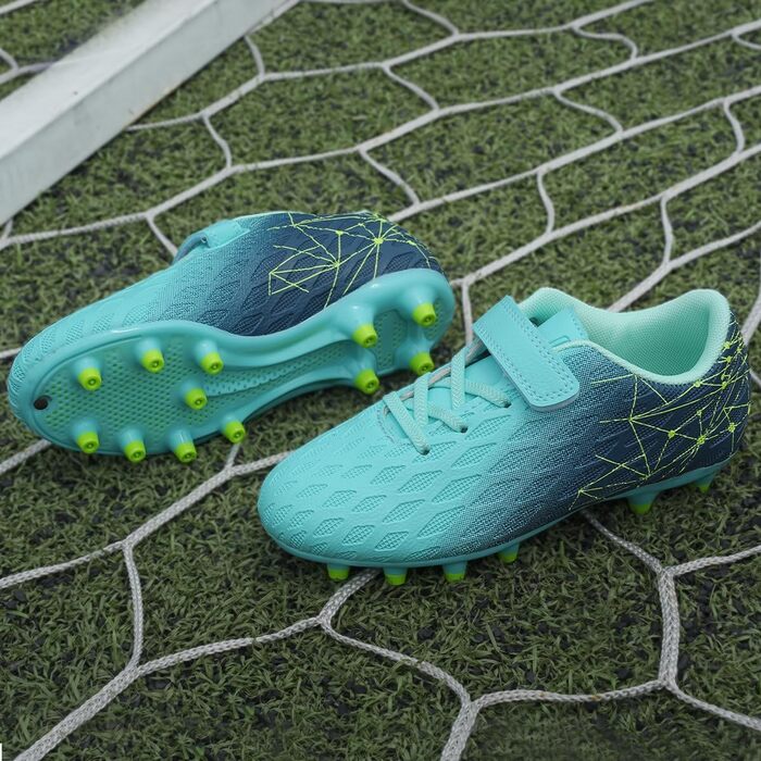 Дитячі футбольні бутси JABASIC Firm Ground для хлопчиків та дівчаток (26 EU, Зелений, Темно-синій)