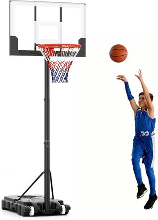Кош для баскетболу Costway Outdoor, регульована висота 155-210/170-230 см, мобільна баскетбольна установка з роликами, для дітей та юнаків 100-212 см