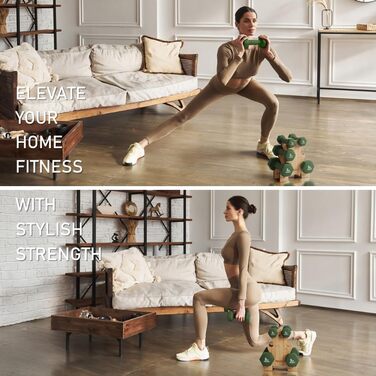 Набір гантелей Kurzhantel-Set з підставкою для дому та фітнес-залу, 30 кг | Küstenbrise (12 кг, смарагдовий)