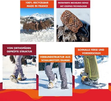 Снігоступи EVVO TOREE з підошвою Michelin Biosourced90, регульованими кріпленнями, у комплекті з сумкою для перенесення, для чоловіків і жінок, універсальні, для снігоступінгу, сірі/антрацитові, розмір L (EU 42–48), вироблені у Франції