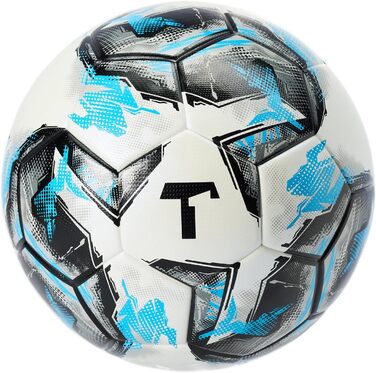 М'яч для футболу T1TAN Gr. 5 для клубів - ігровий + тренувальний м'яч для чоловіків та жінок, розмір 5 - термозв'язаний, безшовний, синій, чорний, білий