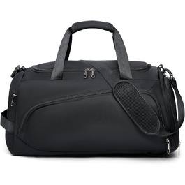 Спортивна сумка-рюкзак для чоловіків та жінок - містка дорожня/тренувальна сумка з відділенням для взуття та мокрих речей, 50 x 28 x 25 см, чорна