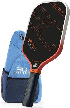 Падл для піклболу Blue Cut з вуглецевим волокном T700, 16 мм комірчаста структура, поверхня для обертання, Pro Power Speed & Control, сертифікований USAPA, з сумкою Orange/Sunset Chevron