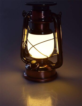 Сонячна кемпінгова лампа ChiliTec з акумулятором, 23,5 см, регульоване світло, ретро-дизайн, тепле біле світло для кемпінгу та наметів