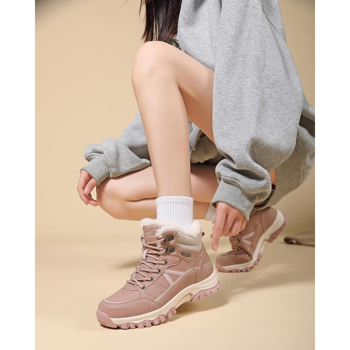 Жіночі зимові черевики, зимові чоботи, трекінгові черевики, снігоступи, рожеві, 36-41
