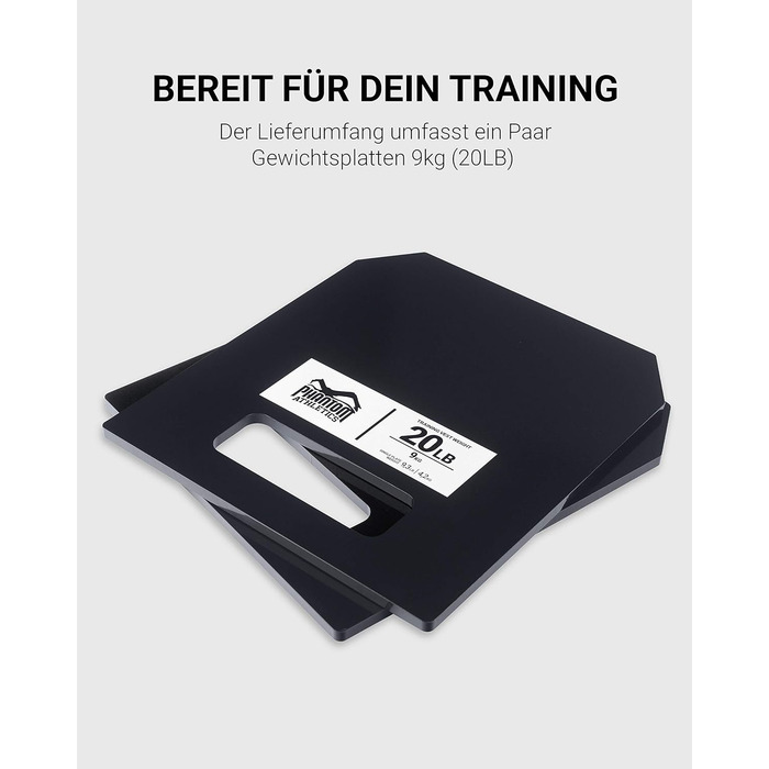 Важільна жилетка Phantom Athletics, різні ваги - легке регулювання (набір дисків 9кг (20LB), без жилетки)