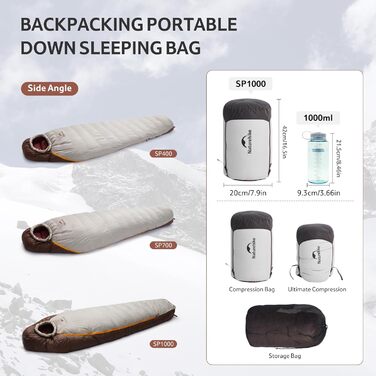 Спальний мішок Naturehike Snowbird з гусячого пуху, дорослий, унісекс, для кемпінгу та відпочинку на природі