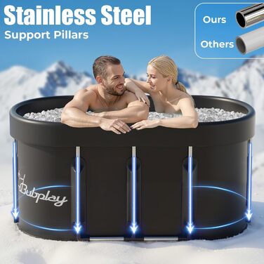 Електричне крижане ведро для занурення XL - 105 галонів (130 галонів) з кришкою для спортсменів та дорослих, чорне