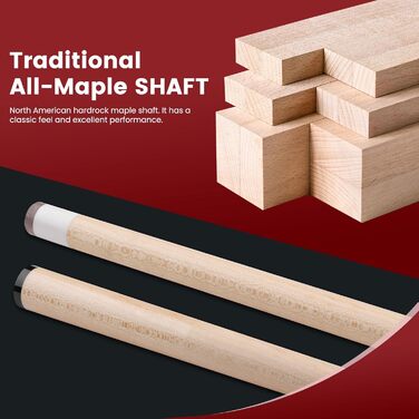 Набір для більярду Bonvalry Pool-Queue-Kit: якісний більярдний кий з пробірного клена, кейс та аксесуари. Вага: 595 г