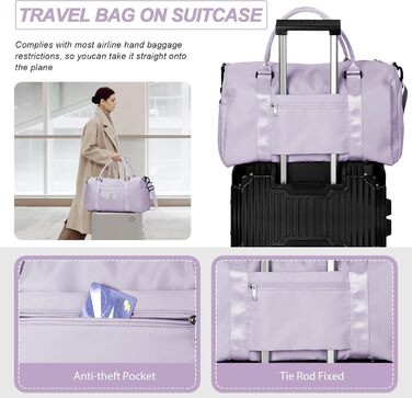 Спортивна сумка-мішок для чоловіків та жінок з відділенням для взуття та мокрих речей, сумка для подорожей, ручна поклажа, фітнес-сумка, сумка для тренувань, блакитний колір (A11-lila)