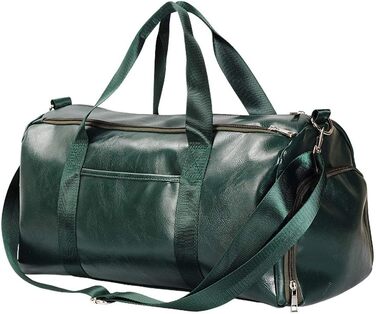 Спортивна сумка з відділенням для взуття та мокрих речей, дорожня сумка з PU шкіри, велика, водонепроникна, для фітнесу, подорожей, спортзалу, чоловіча/жіноча (Зелена)