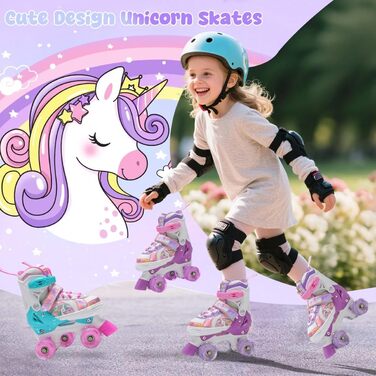 Ролики для дівчаток та хлопчиків, ролики для дітей, регульовані ролики з 8 світлодіодними колесами, розміри S (EU28-31), фіолетові