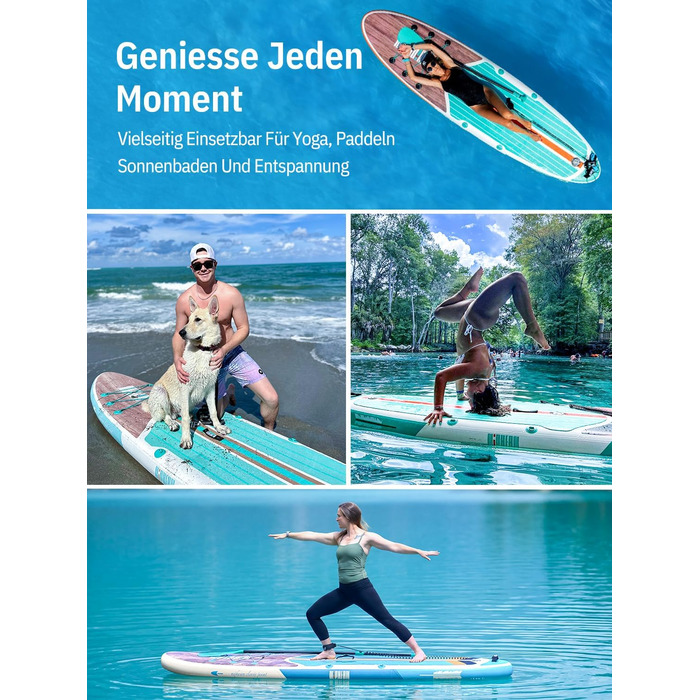 Надувне SUP-борд Niphean Stand Up Paddle Board з сидінням та аксесуарами, 320 см, для всіх рівнів, вантажопідйомність 200 кг (2 особи), Floral Symphony з StabilTrac-фіном