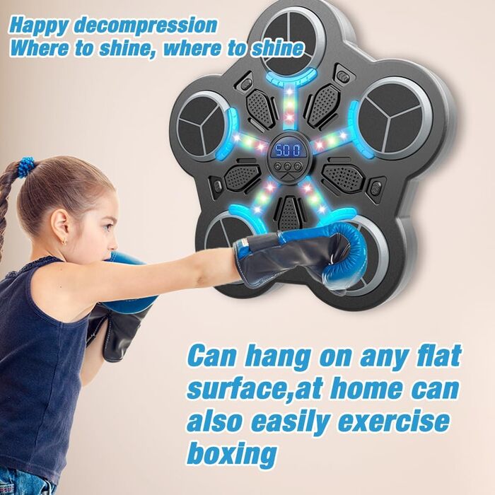 Музична бокс-машина: LED тренажер для музики та боксу, Bluetooth, 3 режими швидкості, підрахунок ударів, для дітей та дорослих