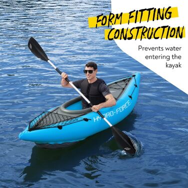 Надувний каяк Hydro-Force Cove Champion для 1 особи, комплект із веслом, насосом і сумкою, синій, 2023